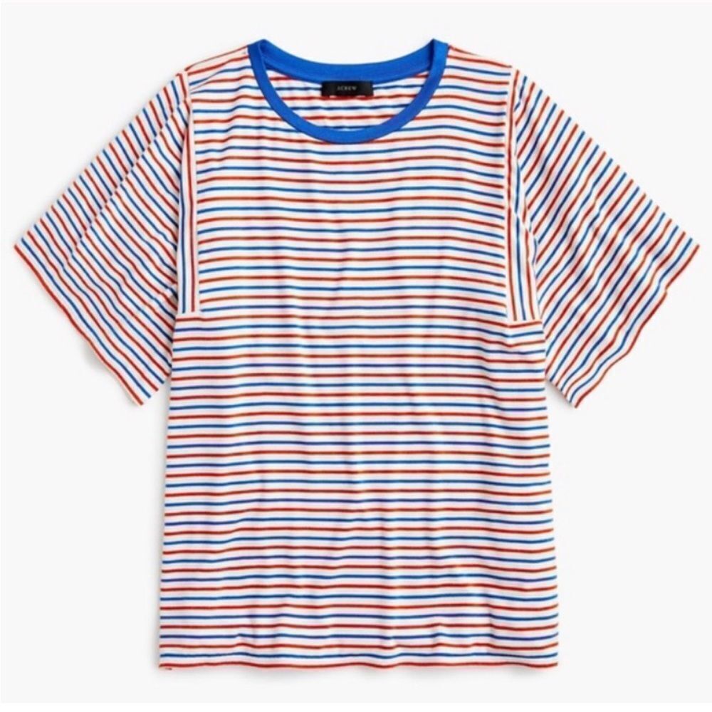 J. Crew Striped Short Sleeve Tee - Red, Blue, White